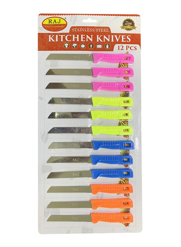 Raj 12-Piece Diamond Knife Set, RSSP25, Pink/Green/Orange/Blue