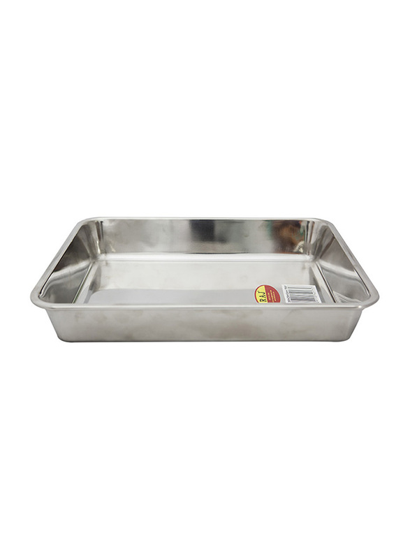 Raj Small Steel Deep Baking Tray, HKDT0S, 30.5x23.6x5.3 cm, Silver