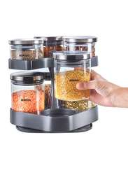 Borosil Spin N Store Jar Set, 26cm, 7 Piece, Grey/Clear