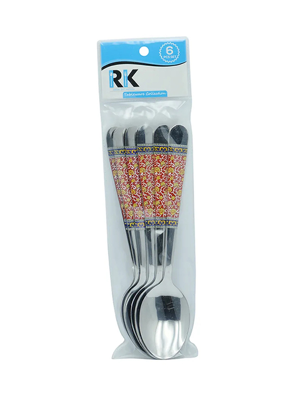 RK 20.5cm 6-Piece Stainless Steel Spoon Set, RK0076, Silver/Red