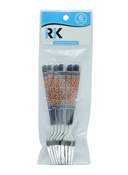 RK 15cm 6-Piece Stainless Steel Fork Set, RK0079, Silver/Red