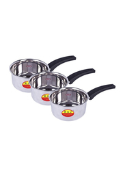 Raj 3-Piece Steel Sauce Pan Set without Cover, SSP003, Silver