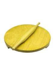 Raj 12-inch Wood Chakla & Rolling Pin Set, Brown