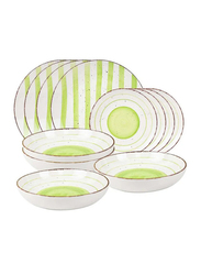 Raj 12-Piece Porcelain Kabana Dinner Set, 28.5cm, Green