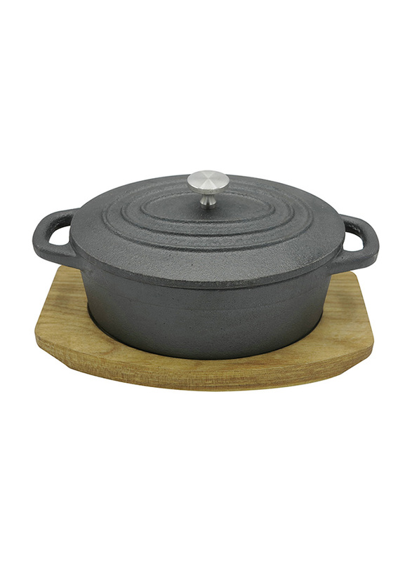

Raj 13cm Oval Cast Iron Casserole with Tray, COST11, Grey