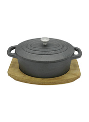 Raj 13cm Oval Cast Iron Casserole with Tray, COST11, Grey