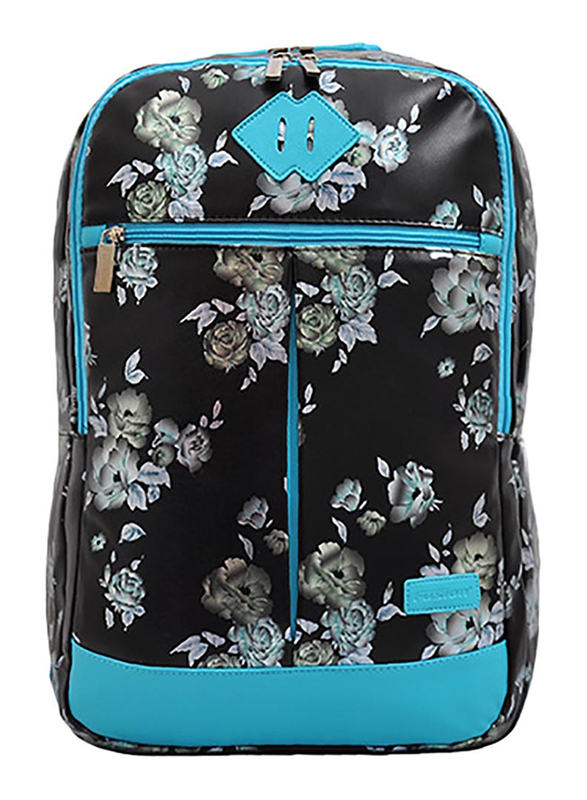 

Fusion Artistic Rose Backpack with Zip Closure, 18 inch, Black/Blue