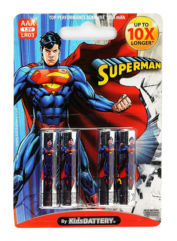 

Kids Battery Superman 4 x AAA/LR03 Alkaline, 4 Pieces, Silver