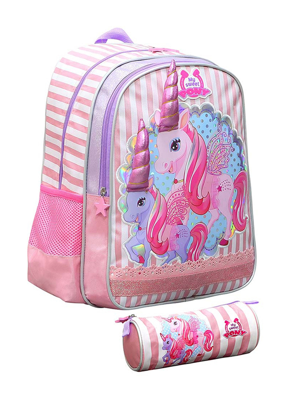 

Pony Backpack + Pencil Case, 16 inch, Pink