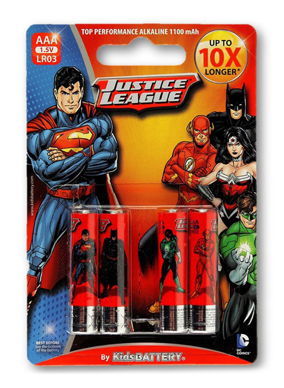 

Kids Battery Justice League 4 x AAA/LR03 Alkaline, 4 Pieces, Red