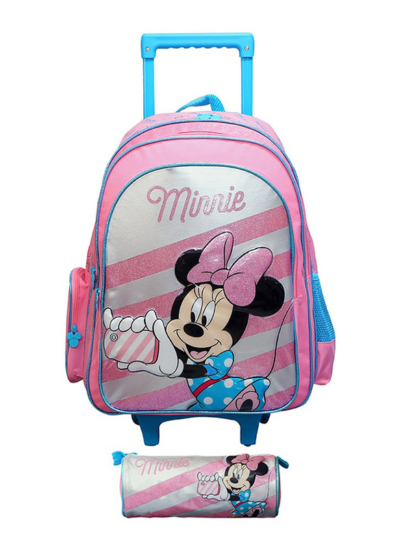 

Minnie Spring Palms Trolley Bag with Pen Case, 18 inch, Pink