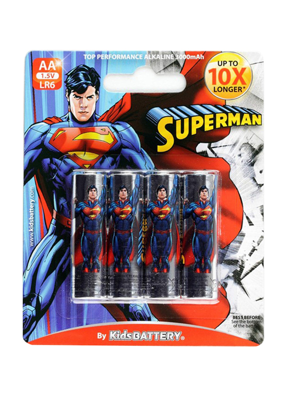 

Kids Battery Superman 4 x AA/LR6 Alkaline, 4 Pieces, Black