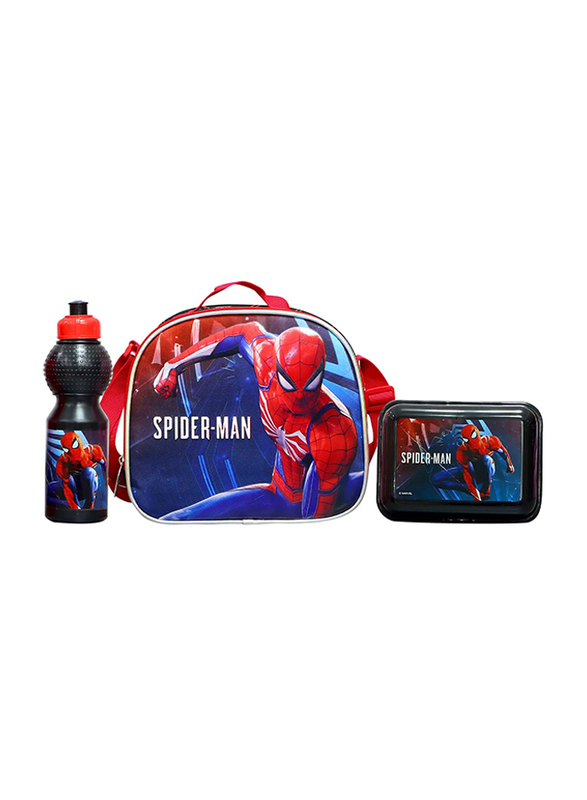 

Spiderman Games Hand Bag + Canteen, Black/Red