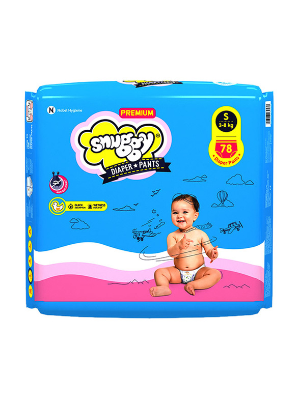 

Snuggy Premium Diapers Pants, Size S, Junior, 3-8 kg, 78 Count