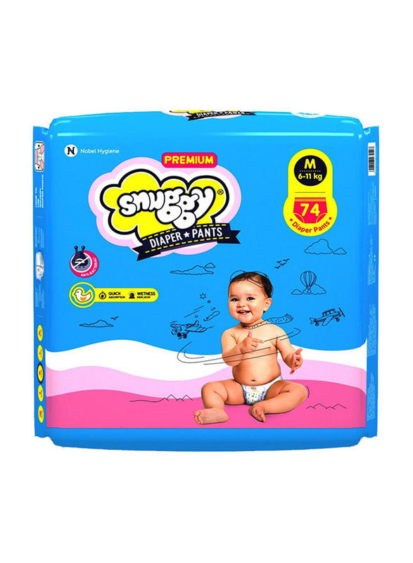 

Snuggy Premium Diapers Pants, Size M, Junior, 6-11 kg, 74 Count