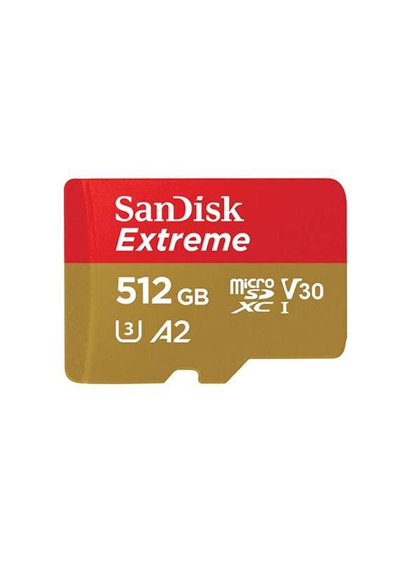 

SanDisk 512GB Extreme MicroSDXC UHS-I Memory Card, Gold/Red