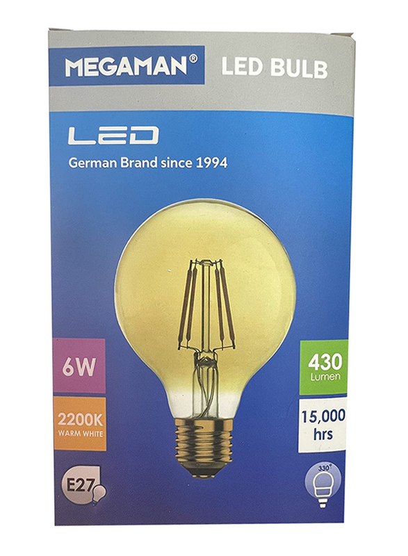 

Megaman 2200K LED Bulb, 6W, G95, Warm White