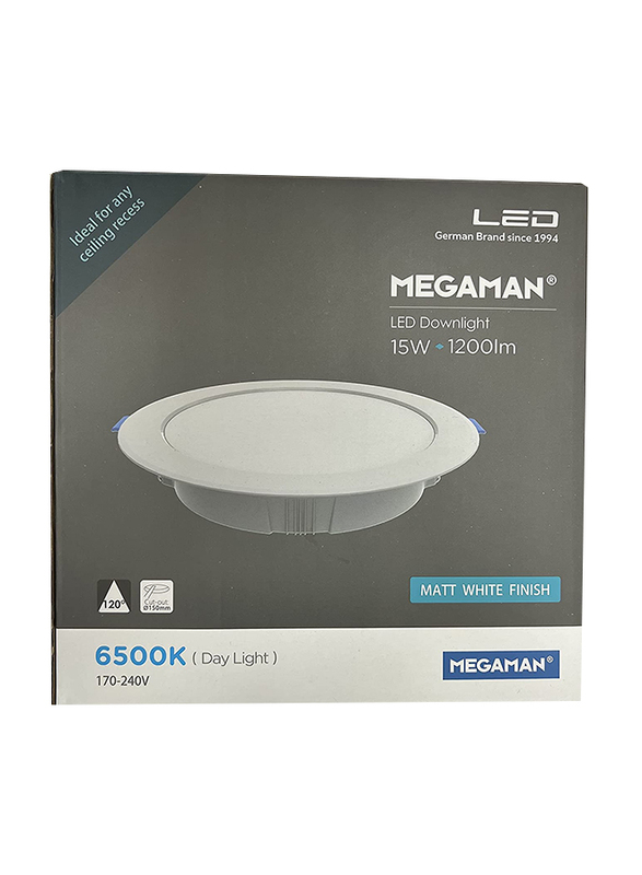

Megaman 6-inch 6500K LED Downlight, 15W, MQTL1119-Y, Day Light