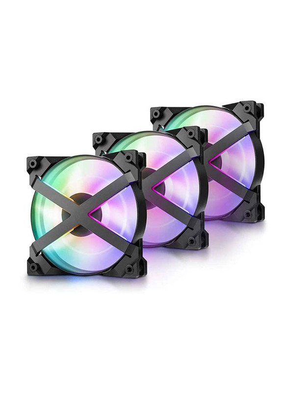 

Deepcool Deep Cool MF120 GT A-RGB 120mm 3 in 1 Fan X-Frame Case with 4-Pin PWM and 6-Port RGB Controller Hub line Controller, 3-Pieces, Black