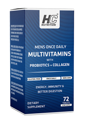 HC Nutrition Men's Once Daily Multivitamins with Probiotics Dietary Supplement, 72 Tablets