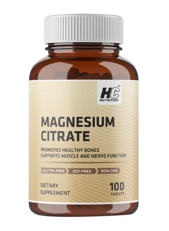 HC Nutrition Magnesium Citrate Dietary Supplement, 100 Tablets