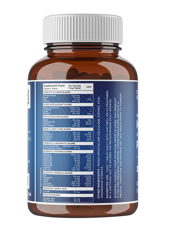 HC Nutrition Men's Once Daily Multivitamins with Probiotics Dietary Supplement, 72 Tablets