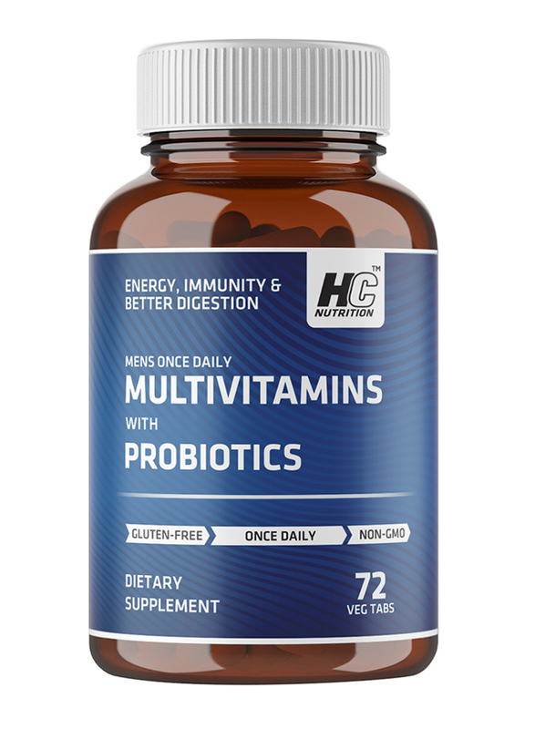 HC Nutrition Men's Once Daily Multivitamins with Probiotics Dietary Supplement, 72 Tablets