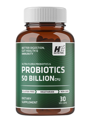 HC Nutrition Ultra Flora Prebiotics & Probiotics 50 Billion CFU Dietary Supplement, 30 Capsules