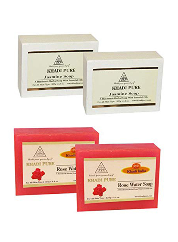 

Khadi Pure Jasmine & Strawberry Soap, 4 Pieces x 125ml