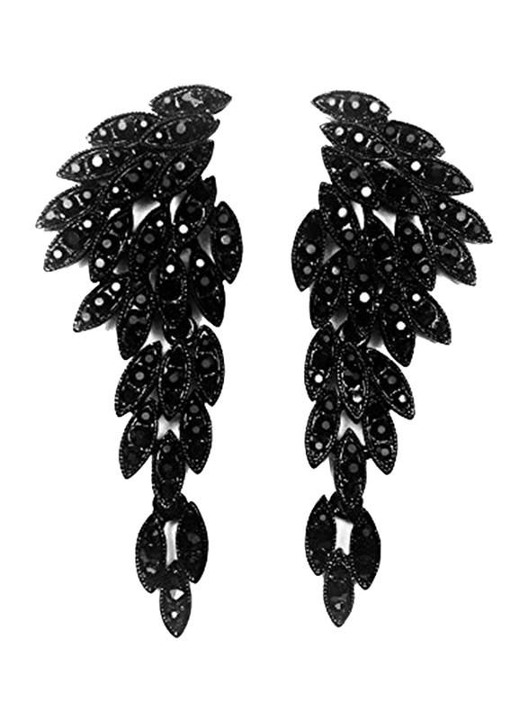 

Les Bohémiens Les Bohemiens Art Deco 1920's Great Gatsby Clip On Earrings, Large, Black