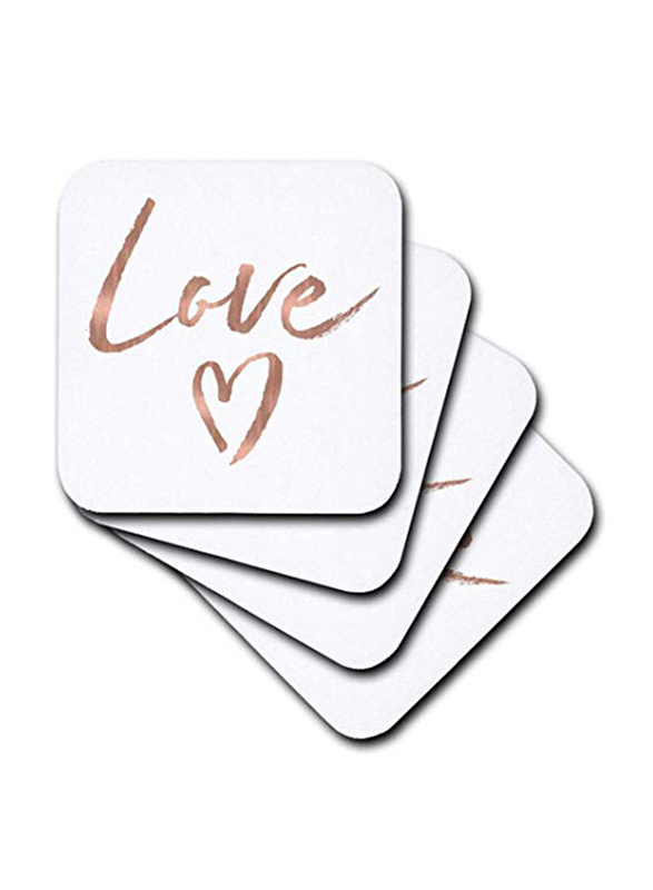 

3dRose 4-Piece Picturing Love Heart Soft Coasters, CST 271037 1, Rose Gold