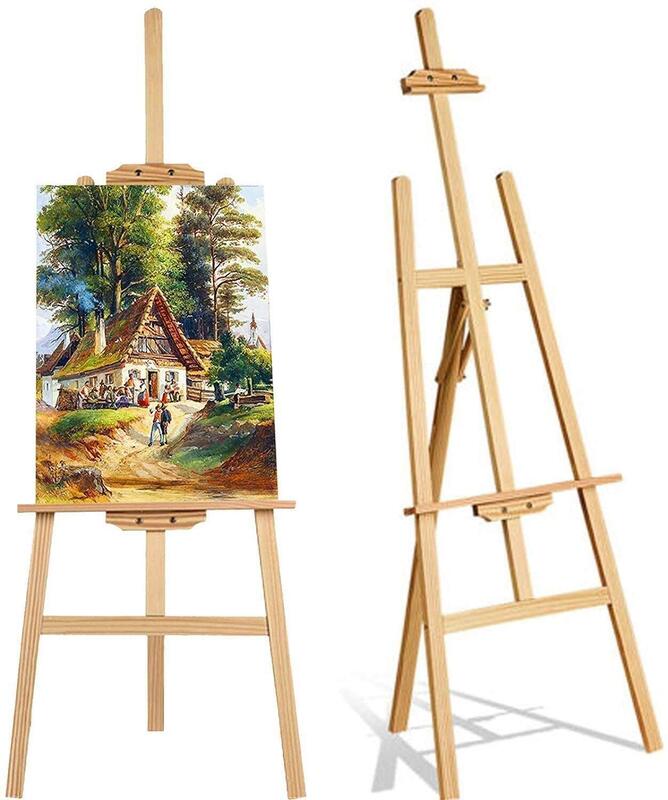 

24x7 eMall Wooden Display Adjustable Stand With Heavy Artist Easel 3 Legs, 152 cm, Beige