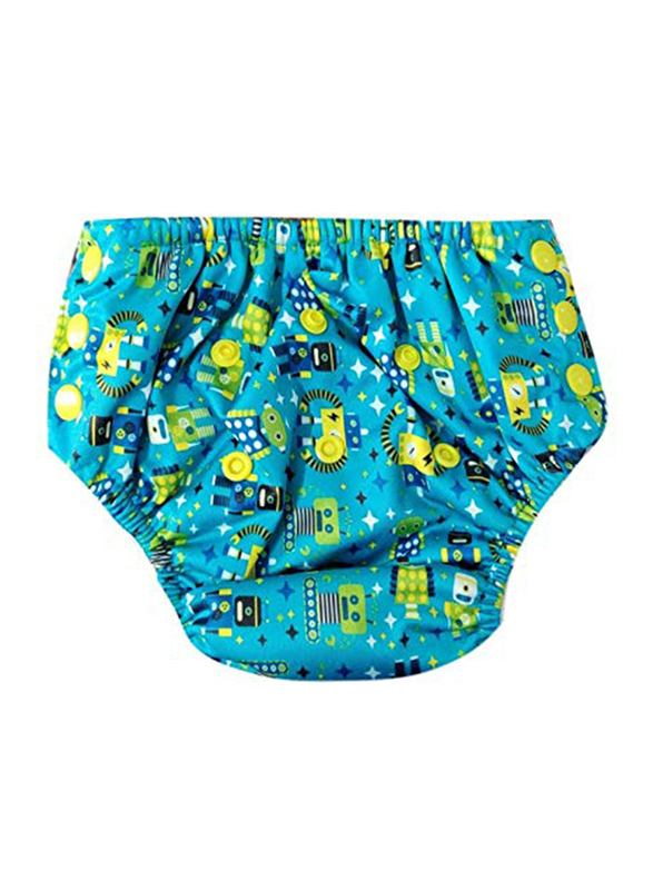 

Apple Blossoms Cotton Fabric Reusable Pant Style Diapers with Stay Dry Layer, Medium, Blue