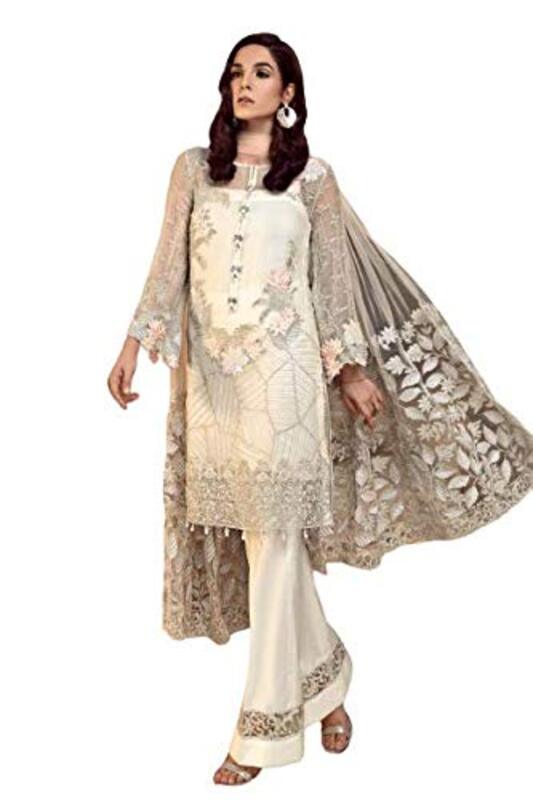 

Miss Ethnik Pakistani Suit for Women, Cream