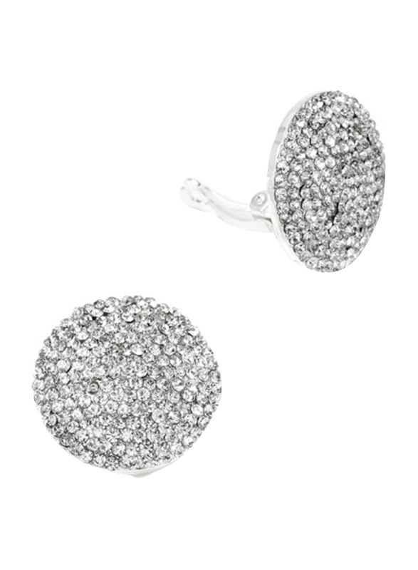 

Top Whole Sale Jewel Crystal Rhinestones in a Round Shape Base Clip Earring for Women, Silver