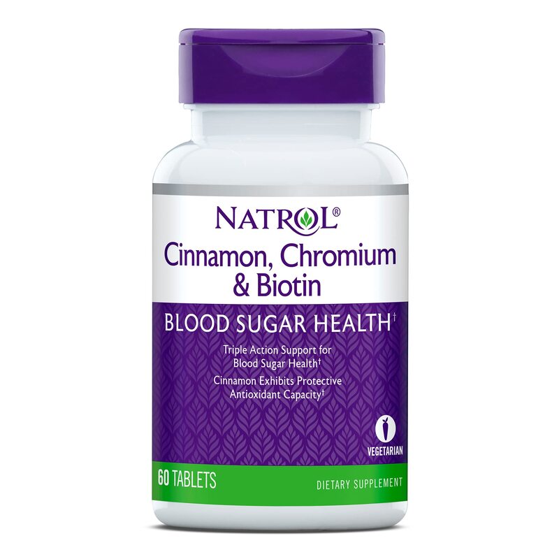 

Natrol Cinnamon Chromium Biotin Supplement, 60 Tablets