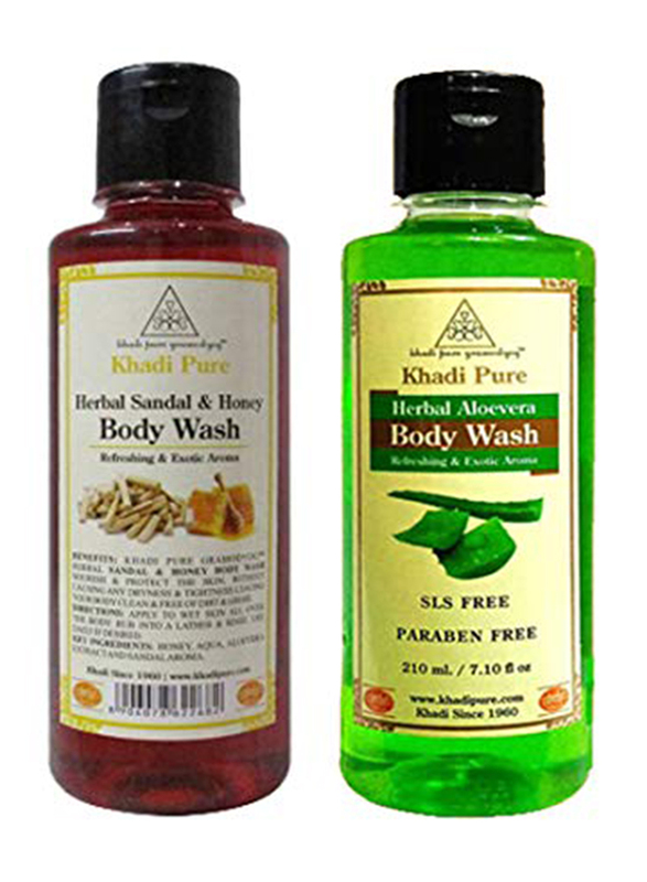 

Khadi Pure Aloe Vera Sls & Sandal Honey Body Wash, 210ml, 2 Piece
