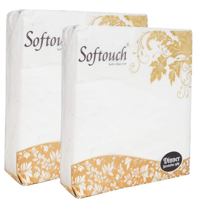 

SofTouch 2 Ply Tissue Paper Napkin, 40 x 40cm, 2 x 50 Sheets