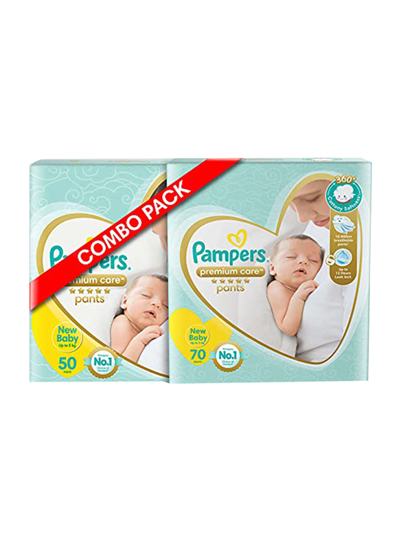 

Pampers Premium Care Diapers Pants, New Born, 2-5 kg, 70 + 50 Count
