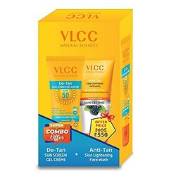 VLCC Anti Tan Face Wash & De Tan Spf 50 Sun Screen Gel Combo, 2 Pieces