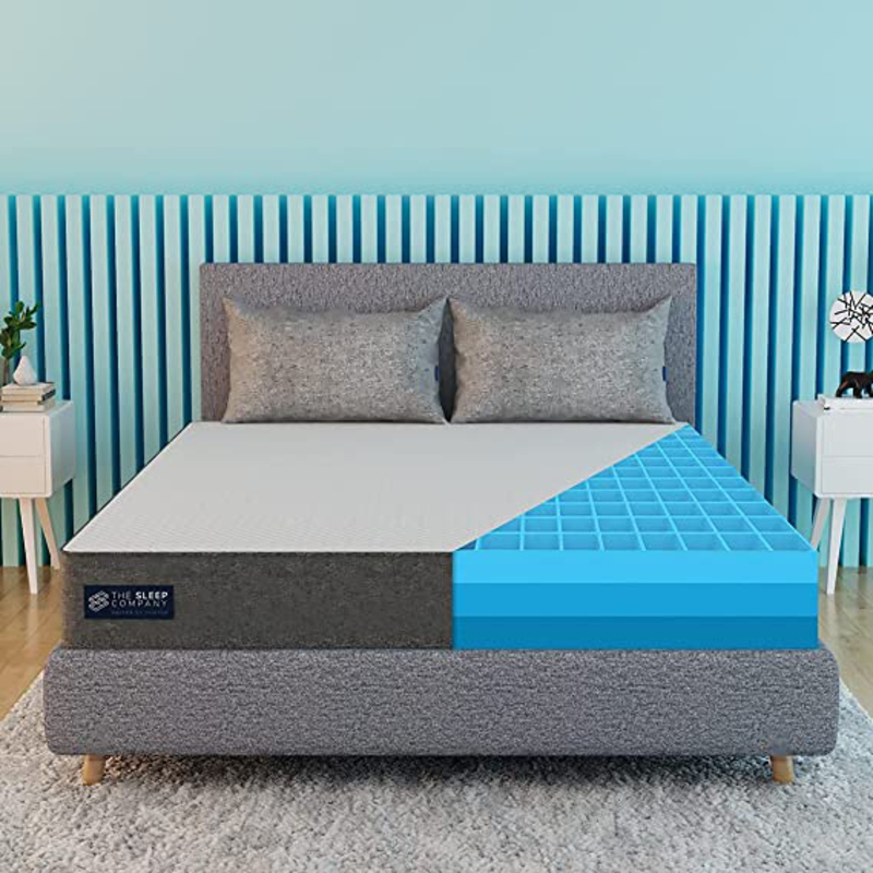 

The Sleep Company SmartGRID Luxe Hybrid Pocket Spring Mattress (180x200x25cm), King, Dark Blue