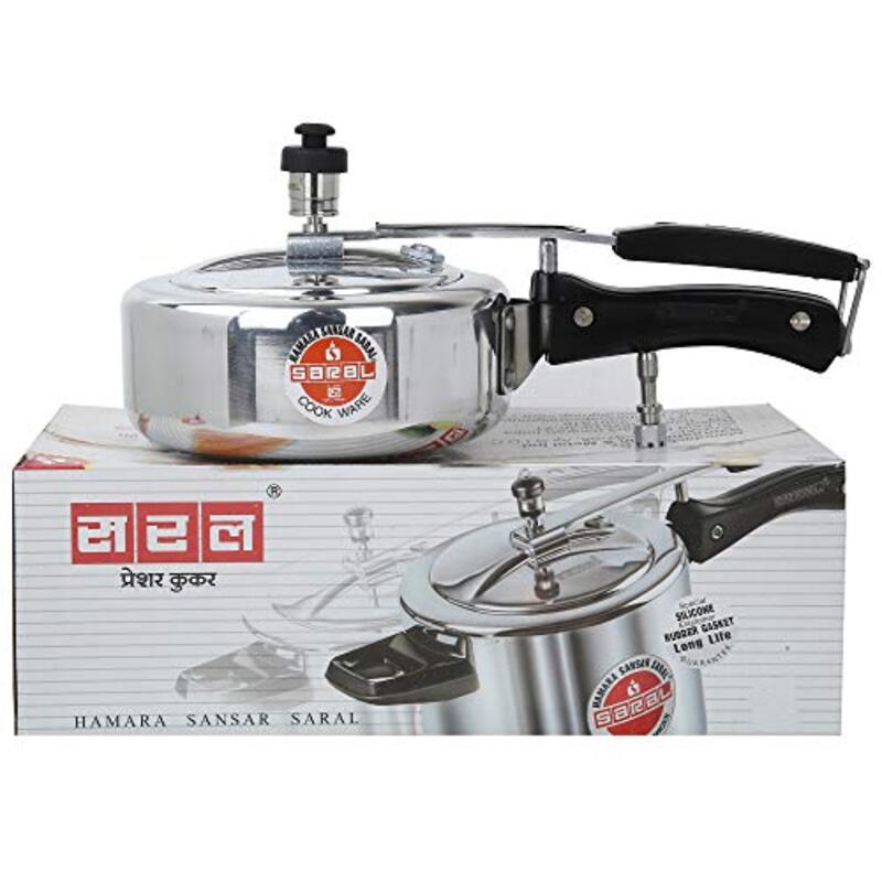 

Saral 1.5 Ltr Aluminium Pressure Cooker with Inner Lid, Silver