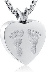 XSMZB Always in My Heart Baby Feet Ashes Keepsake Urn Pendant, Silver