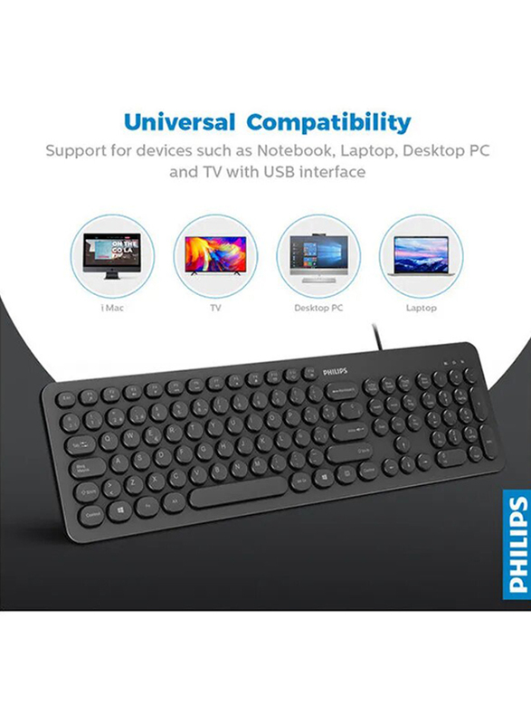 Philips Wired English Keyboard, Black