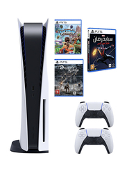 Sony PlayStation 5 Console Disc Version, 825GB, with 2 Controller and 3 Games (Demon Souls + Marvel Spider Man Miles Morales + Sackboy: A Big Adventure), Multicolour