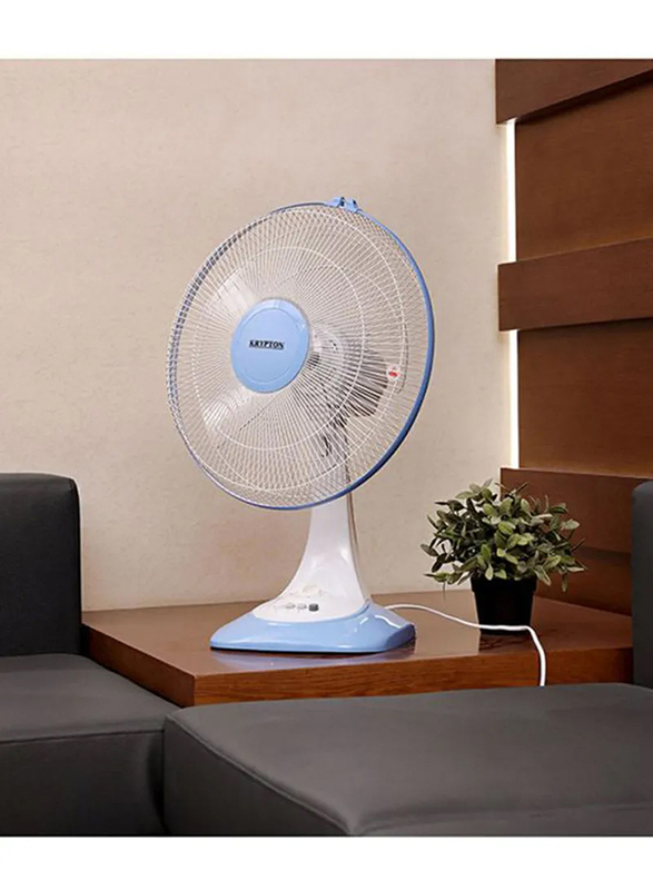 Krypton Table Fan 3 Speed Settings With Oscillating/Rotating And Static Feature 60W, KNF6026, White/Blue