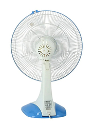 Krypton Table Fan 3 Speed Settings With Oscillating/Rotating And Static Feature 60W, KNF6026, White/Blue