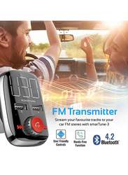 Promate Wireless FM Transmitter Car Kit with Smart LED Display, Black