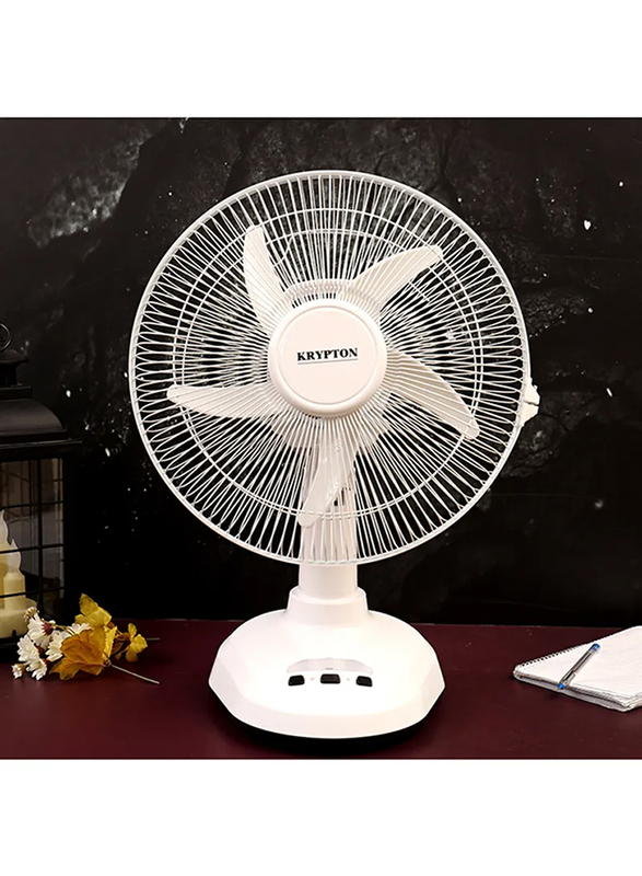 Krypton Table Fan with LED Oscillating/Rotating and Static Feature 25W, KNF6065, White