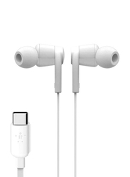 Belkin Wired In-Ear Noise Cancelling USB C-Type Headphone, White